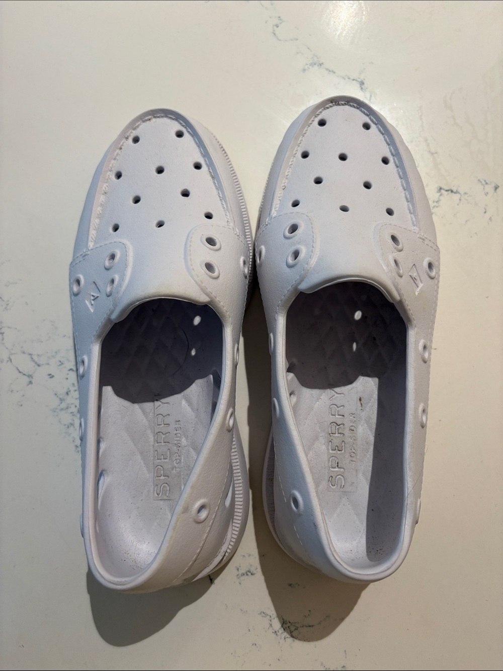 Sperry Women’s White Slip-On Perforated Boat Moccasins